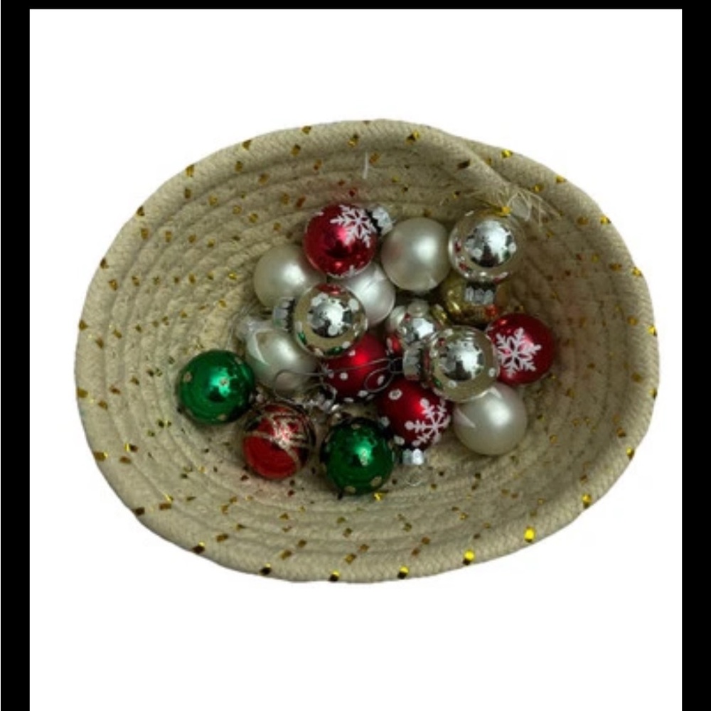 18 Count Mini Glass Ornaments Multicolor With Woven Basket And NBC ornaments (2)